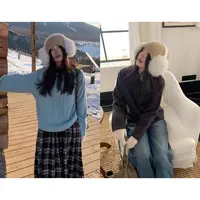 一三良品小个子 韩系纯色百搭宽松连帽毛衣女套T5B49