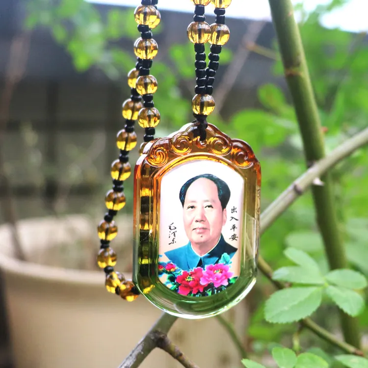 非金属合成锆石项链 毛主席像水晶项链复古汽车挂件毛衣链民族风