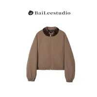 【柏栗良品】2025秋冬新品~工装风水貂领鹅绒服外套夹克女4478