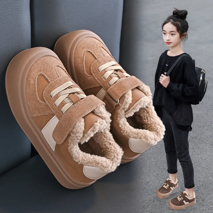 女童鞋板鞋2025新款秋冬儿童二棉休闲运动鞋保暖冬季大童加绒鞋子