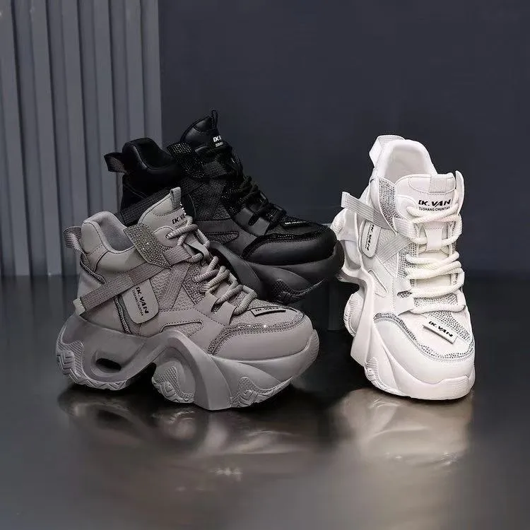 增高6cm新款透气厚底百搭网红运动休闲增高慢跑老爹女鞋休闲鞋