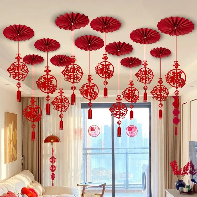 2026新年室内房间喜庆装饰挂件店铺场景布置春节过年商场福字吊饰