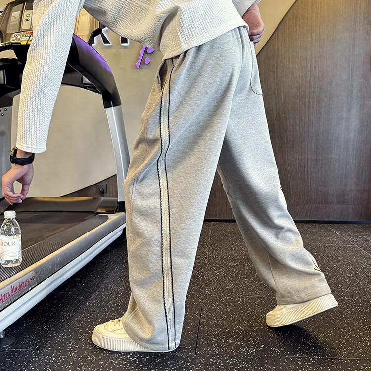 秋冬季休闲裤男宽松百搭直筒长裤针织运动卫裤潮流宽松织带弯刀裤