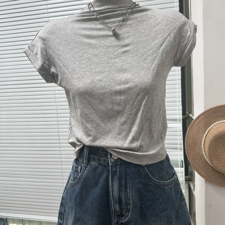 百搭秋冬短袖女春秋内搭短袖T恤显瘦洋气女半高领