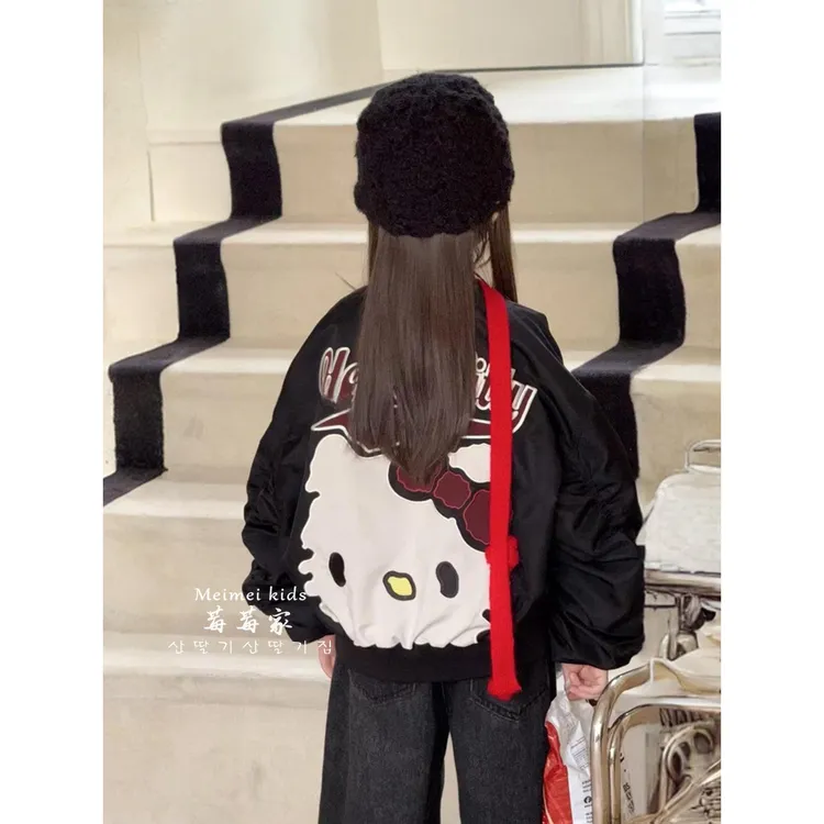 女童外套春秋款2025新款韩版儿童棒球服可爱潮范卡通刺绣夹克上衣