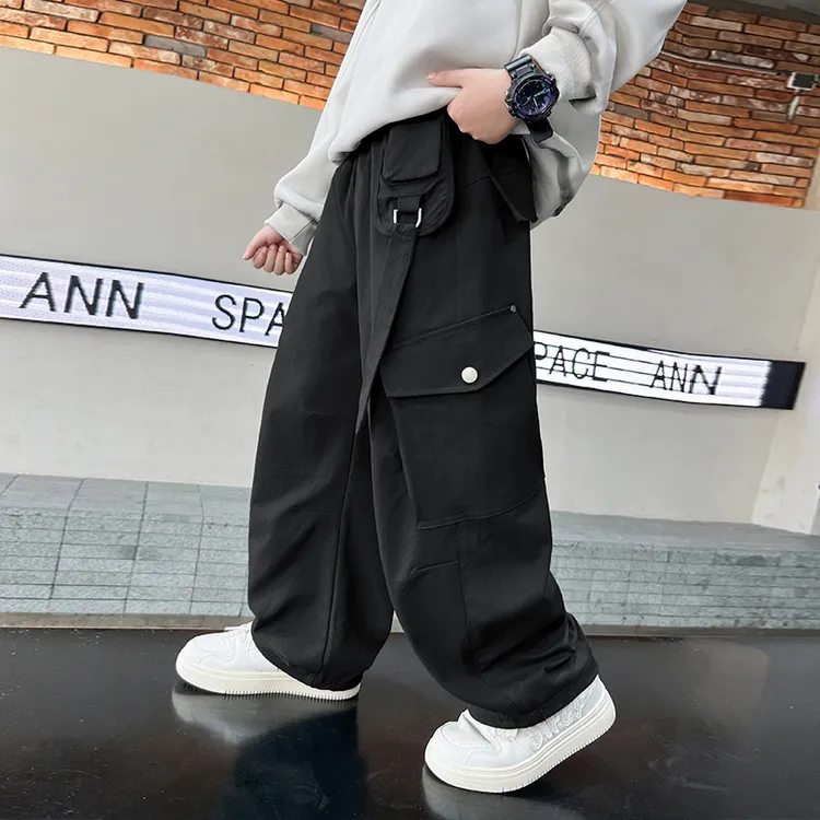 男童裤子春秋款2025新款儿童秋装工装裤中大童男孩秋季阔腿长裤潮