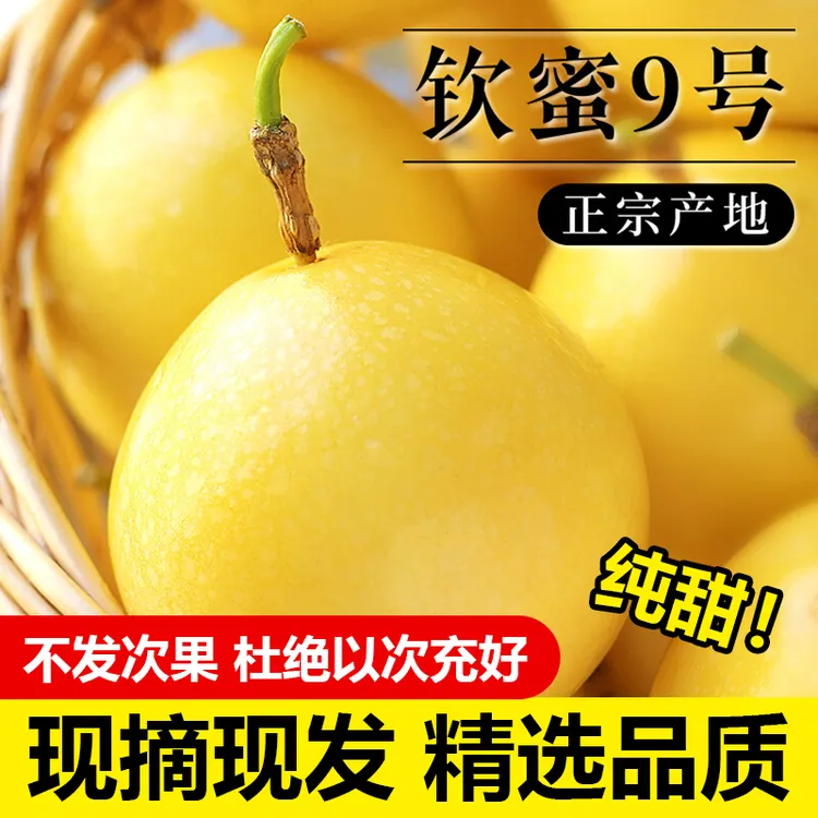 正宗钦蜜9号百香果新鲜大果5斤包邮当季应季果现摘青黄皮百香果