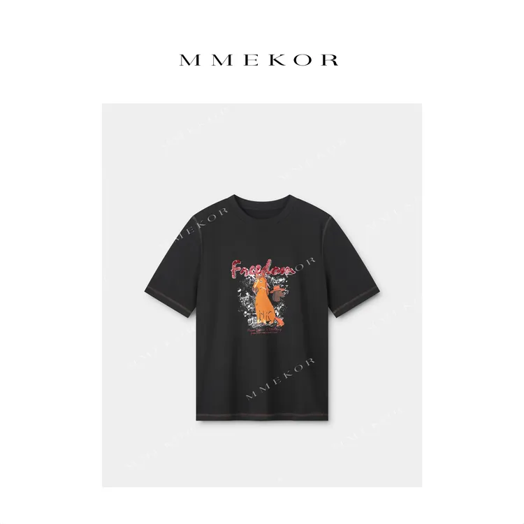 MMEKOR“自由小马”T恤 2025新款秋款暗黑内啡肽百搭短袖 30821