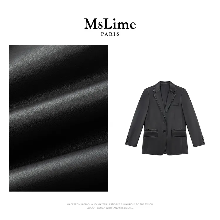 王嬛嬛MsLime25年春款 “马丁”100%绵羊皮革 修身皮衣 HD2A0318