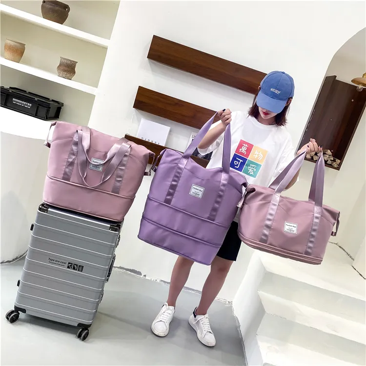 可扩展大容量旅行包待产包学生包时尚收纳包袋子轻便帆布行李包