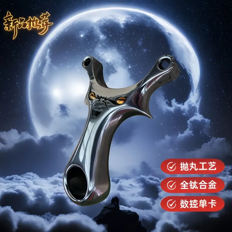 新款天花板镜面扣指钛合金恶魔单卡户外专业高精度弹弓单卡弹弓