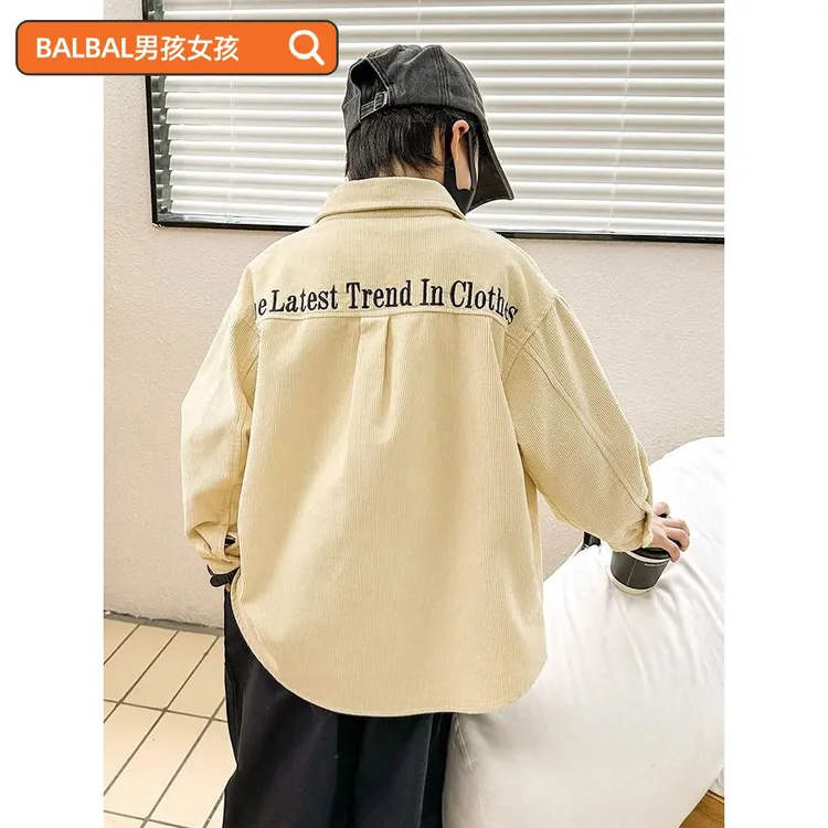 巴拉巴拉男孩女孩男童长袖衬衫春秋装2025新款刺绣洋气宽松上童装