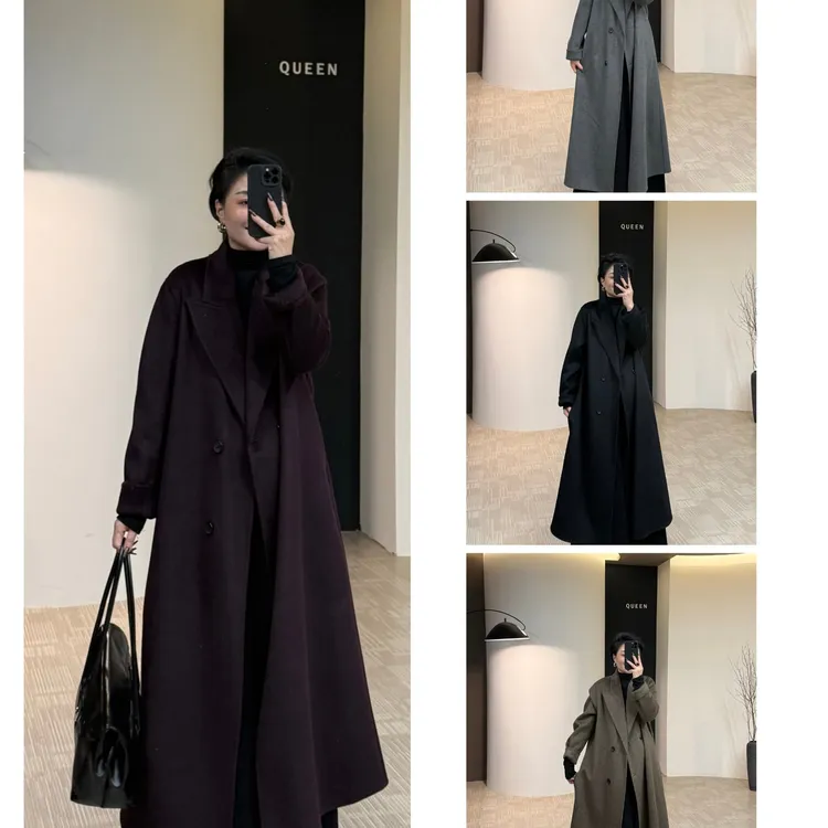 美丽私服双面仿羊绒正肩翻领大衣160斤以内（251178-2）