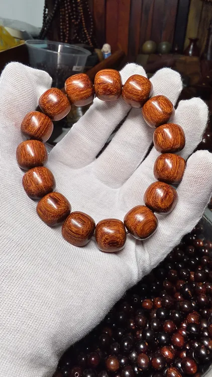 印度小叶紫檀 檀香紫檀 15 16的老型珠  金星 鳞底