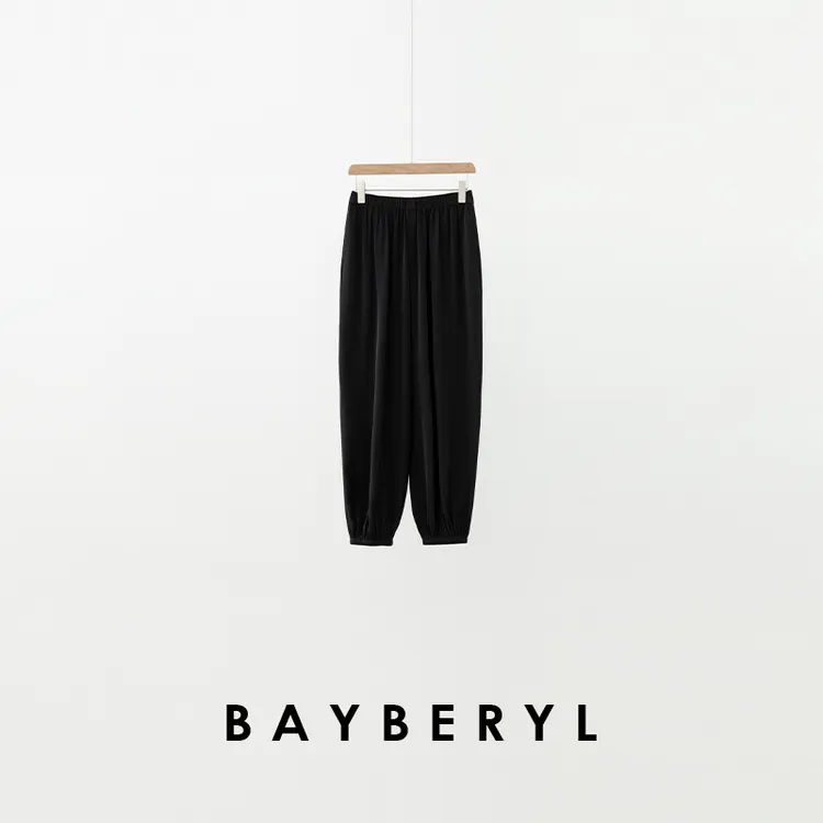 CC12-BAYBERYL老贝精灵裤*黑束脚垂滑透气松紧腰休闲裤XXK5G2910