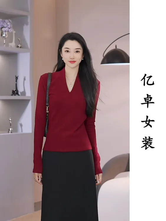 高品质蛋白绒！V领加厚绒打底衫秋冬保暖百搭修身气质长袖T恤上衣