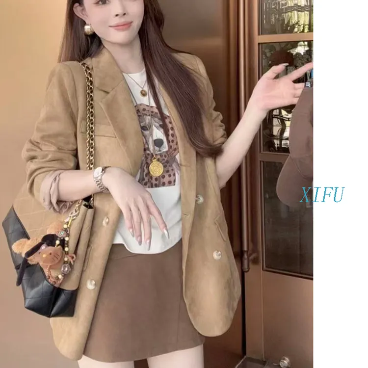 XIZHAUNG-老钱感经典美拉德色系百搭洋气减龄气质复古西装外套
