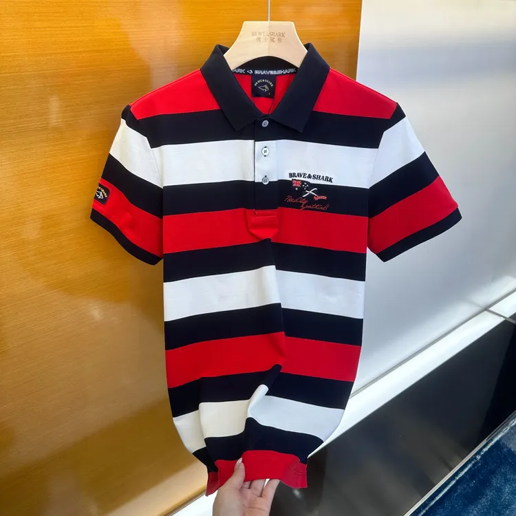 BRAVE&SHARK/勇士鲨鱼棉短袖t恤夏男高档polo衫休闲百搭宽松T5291
