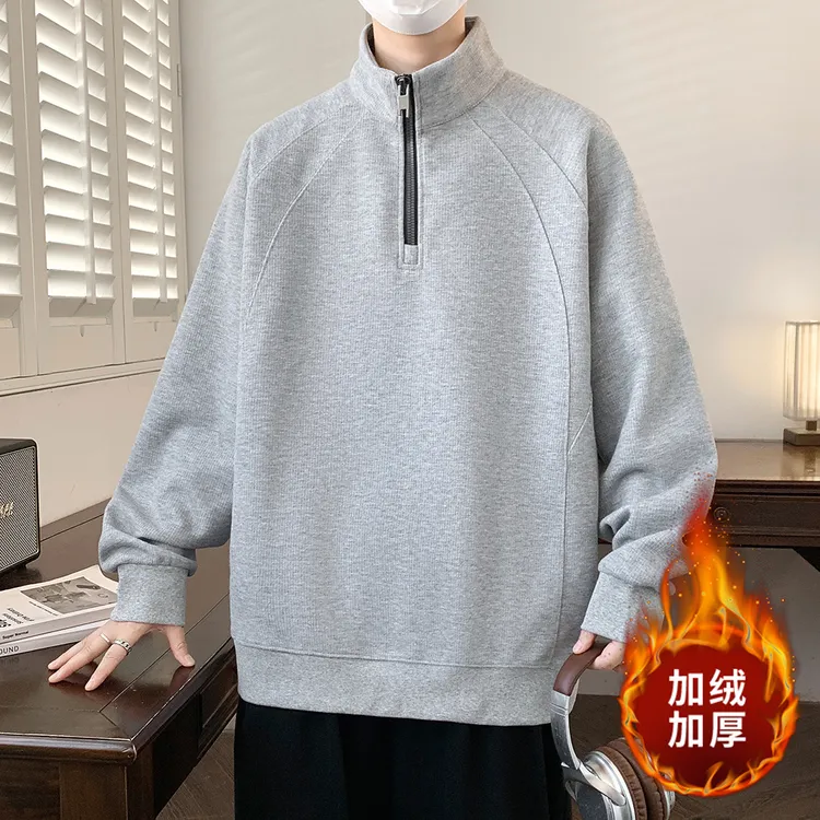 NINEDAO/玖岛秋冬时尚潮流ins风纯色上衣外套男百搭休闲长袖卫衣