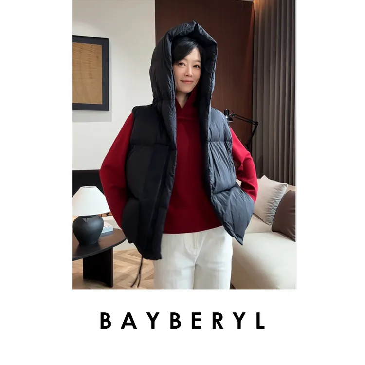  BAYBERYL老贝大鹅*侧扣轻软暖百搭连帽羽绒马甲9YRF5I1843-9/20