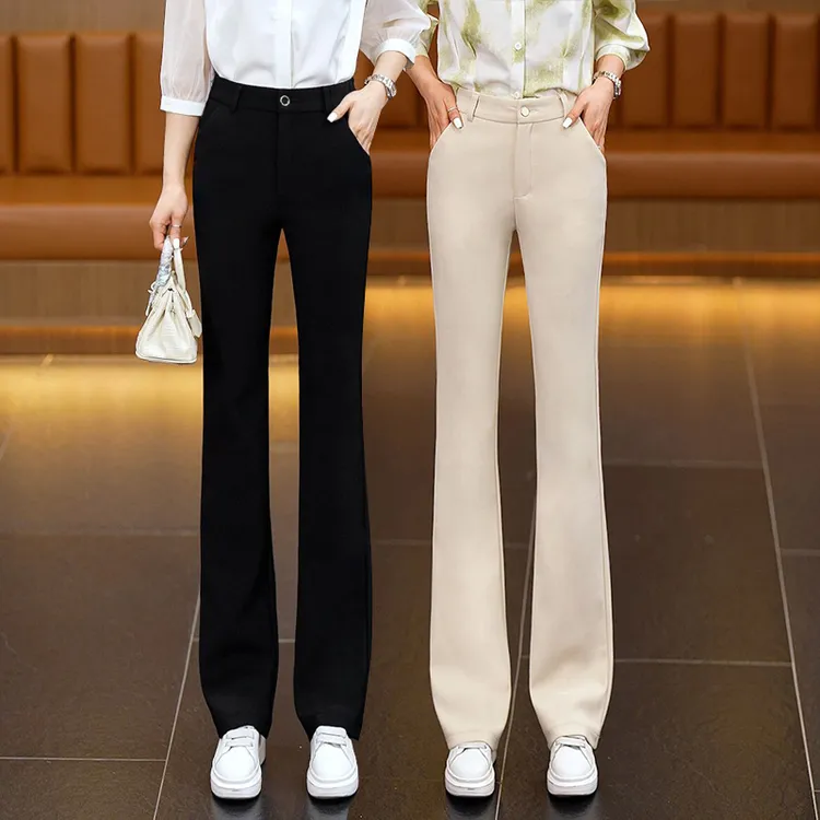 高腰时尚微喇垂感休闲女裤爆款2025新款正品修身显瘦小个子微喇叭