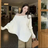 针织蝙蝠上衣毛针织衫一字领女蝙蝠袖韩版开叉针织衫