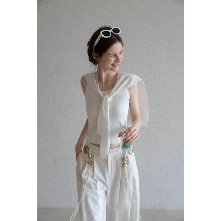 EGGKA 修身针织无袖背心披肩女夏简约气质显瘦两件套 E25B5007YM