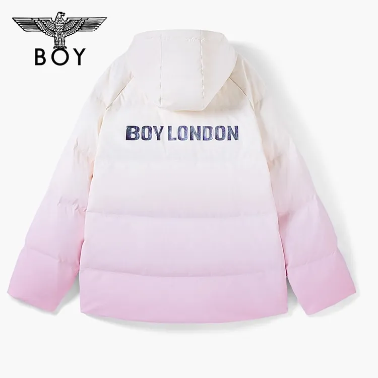 【粉蓝暖雾】BOYLONDON冬季短款羽绒服渐变色外套印花男女款N28909