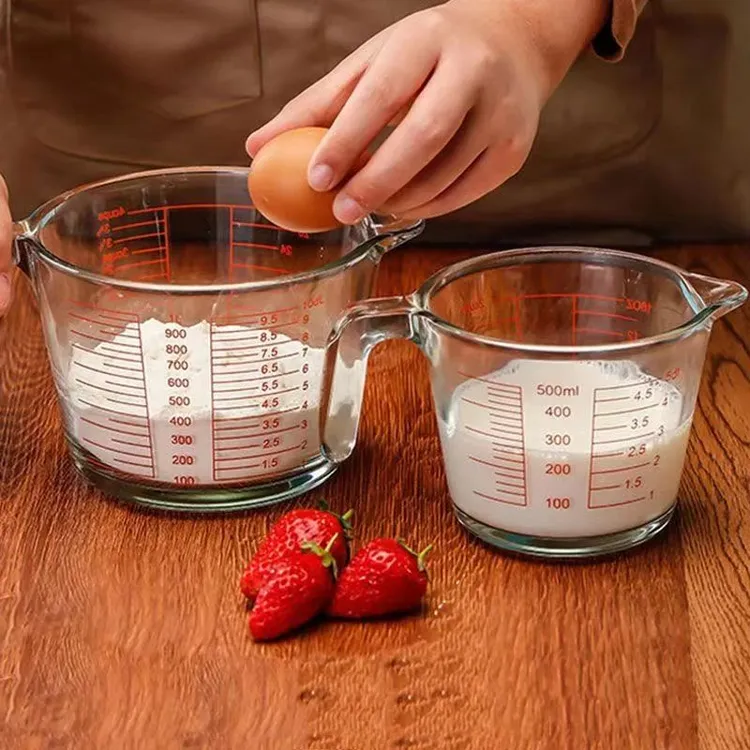 【打蛋杯】家用耐高温玻璃杯刻度杯打蛋杯面粉量杯家用烘焙透明加厚