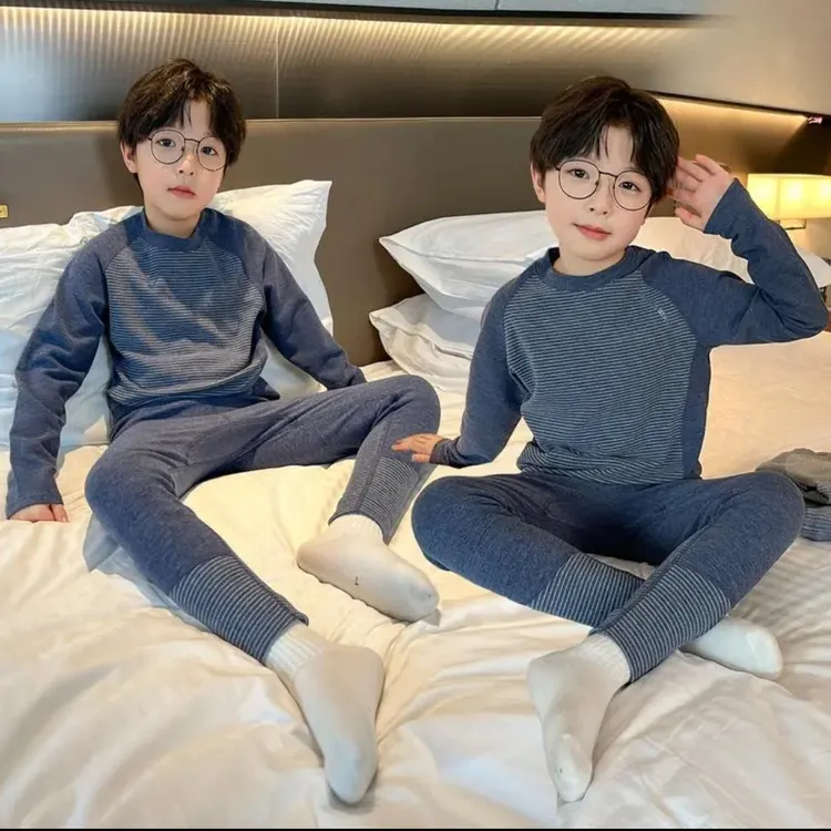 男童保暖内衣套装2025新款德绒无痕儿童秋衣秋裤男孩睡衣家居服