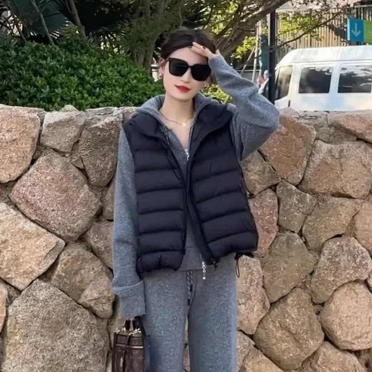 韩版立领龟背排骨棉服马甲女2025秋冬新款无袖百搭坎肩马夹上衣