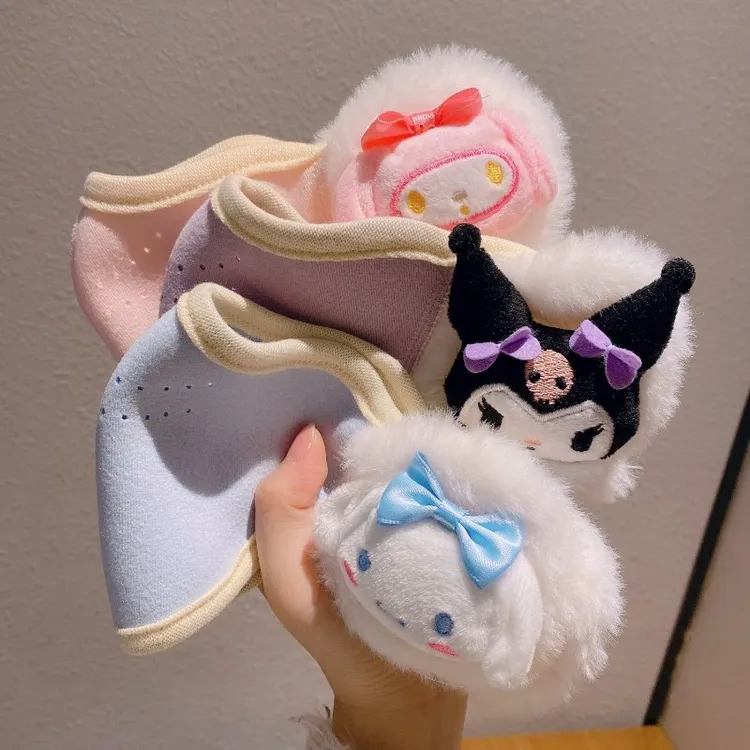 可爱充棉库洛米儿童保暖口罩耳罩一体女童防寒护耳加绒厚罩耳包LX