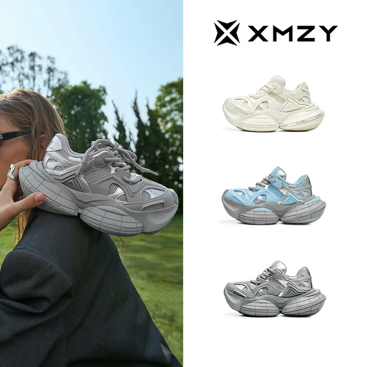 【X次元】XMZY2025夏季新款原创透气网面小白鞋设计厚底老爹鞋女