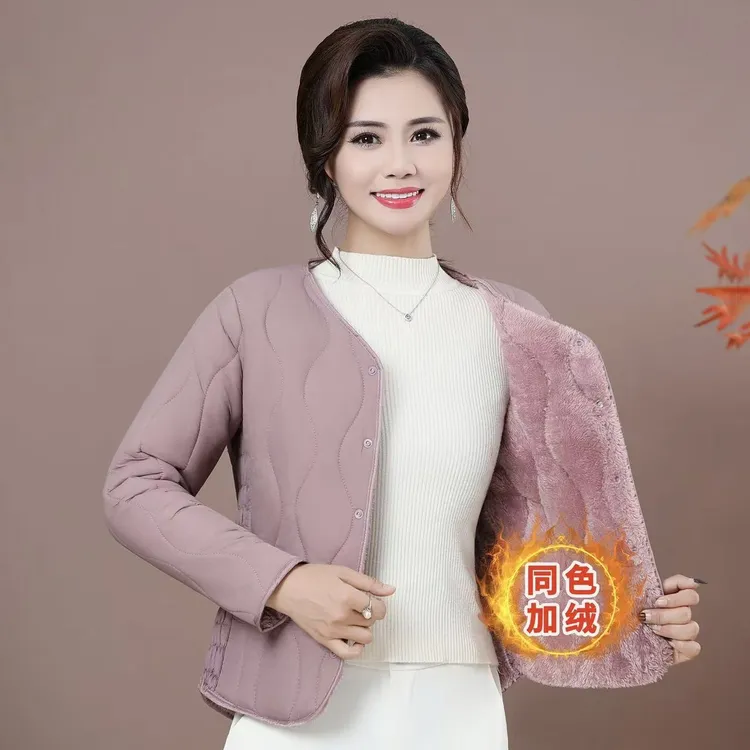 秋冬加厚棉服女加绒加厚保暖衣内外穿内胆小棉袄中老年外套