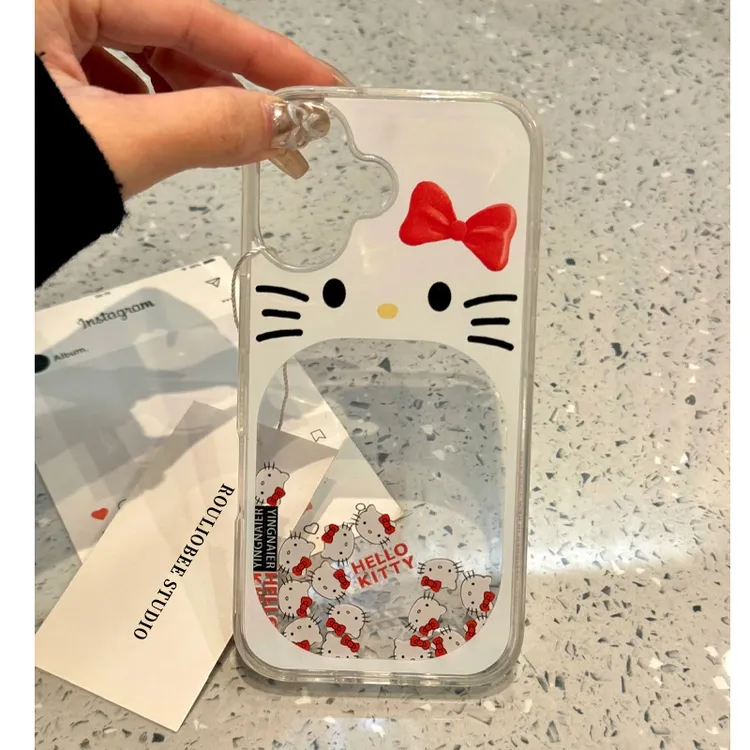 欧克里里大嘴巴kitty流沙适用苹果16/17promax手机壳14/13/12/11