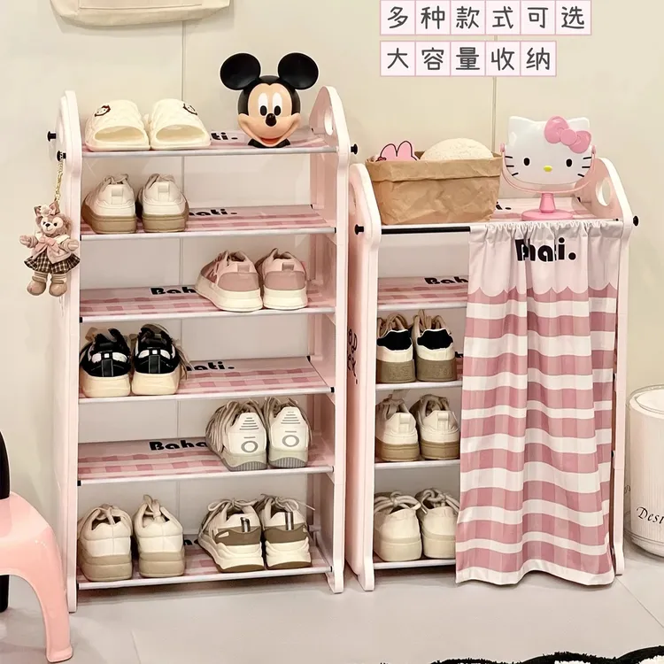 儿童鞋架家用室内简易多层可爱宿舍鞋架子宿舍门口防尘鞋子收纳架