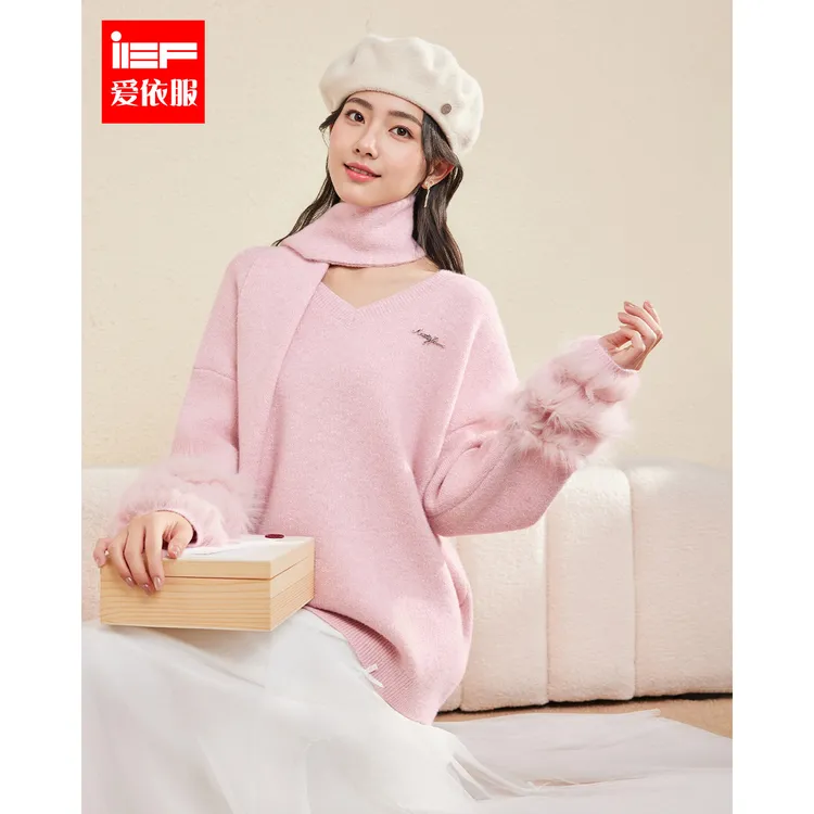 IEF/爱依服2025年冬季新款温柔女人味宽松慵懒风时尚毛织中上衣