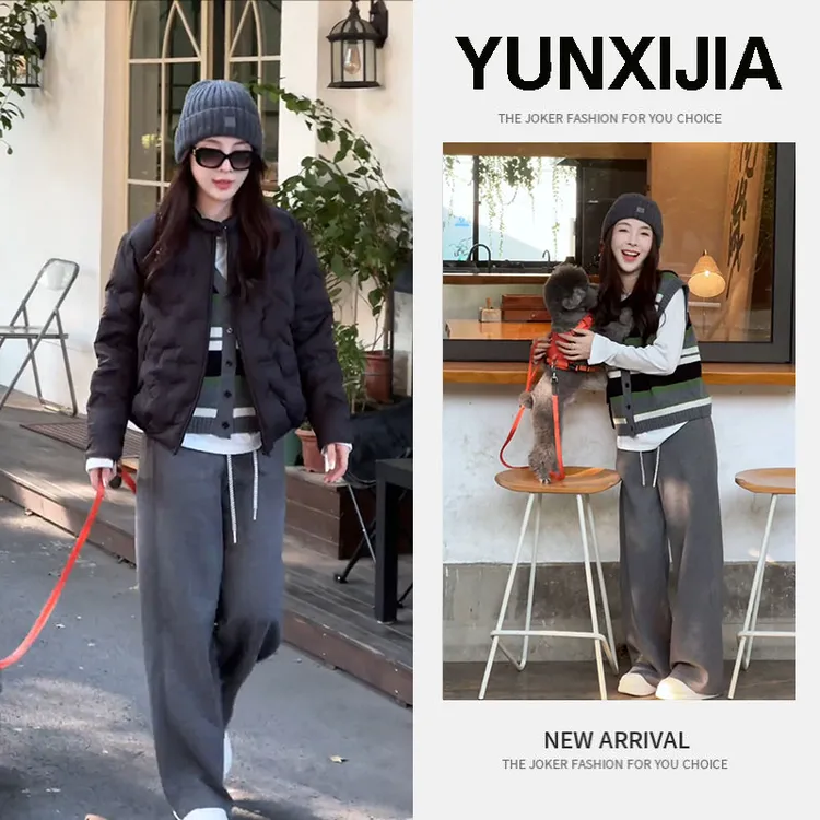 2025秋季新款时尚气质宽松百搭休闲慵懒风上衣外套马甲裤子四件套