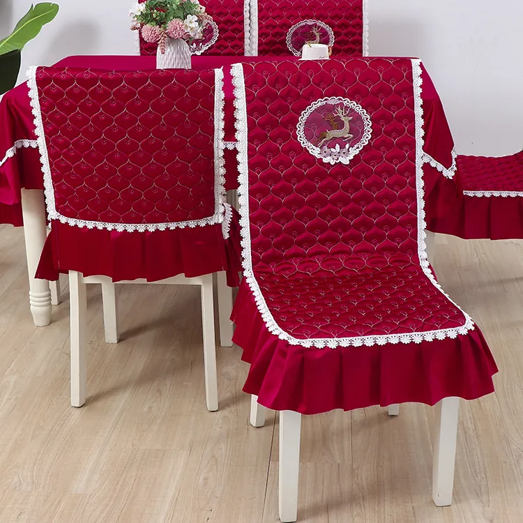 中式网红小鹿椅子套罩餐椅坐垫凳子垫连体布夹棉加厚四季防滑家用