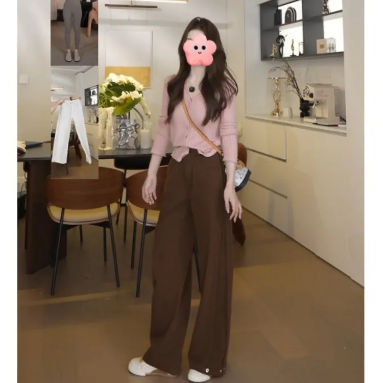 初秋设计感百搭长袖针织衫+设计感休闲直筒牛仔裤LK2505607