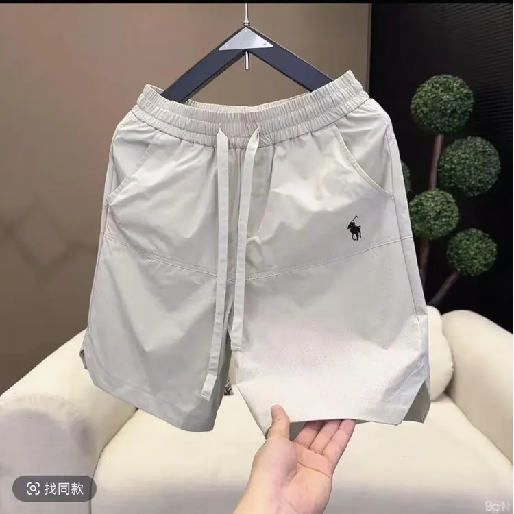 2025年夏季男士速干透气五分裤打孔休闲百搭简约刺绣短裤黑色批发