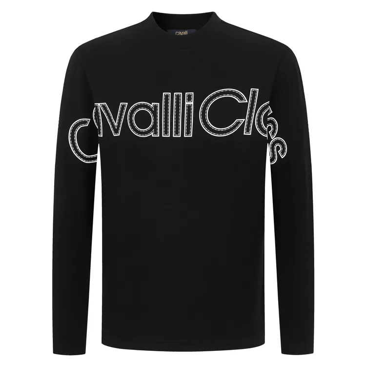 Cavalli Class25秋新款长袖T恤圆领男士品牌logo轻奢经典款RWC829