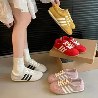 复古德迅鞋女鞋皮面2025年春季新款平底阿甘鞋百搭运动休闲板鞋98