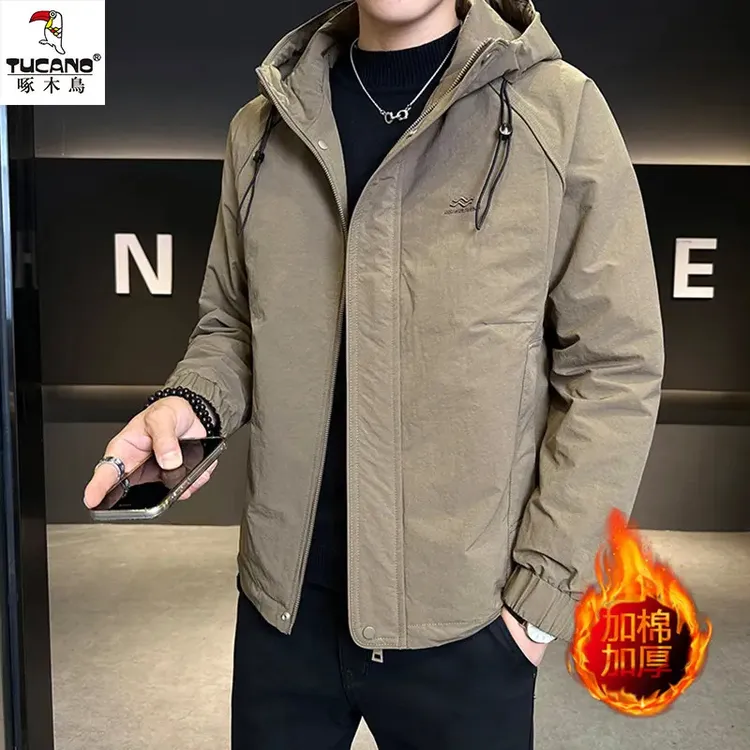 TUCANO/啄木鳥秋冬季男士工装加棉加厚连帽保暖外套休闲二棉夹克