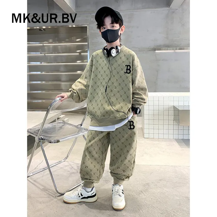 MK&UR.BV男童秋装套装2025新款洋气中大童运动男孩潮酷痞帅童装秋
