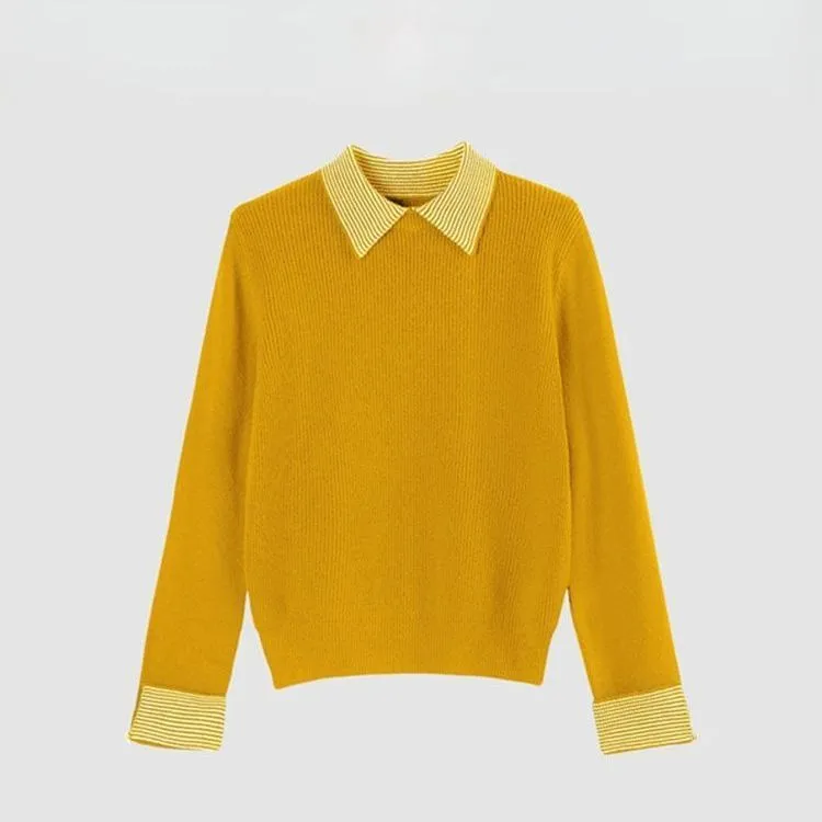 秋冬新款翻领套头长袖宽松遮肉显瘦百搭气质洋气针织上衣女