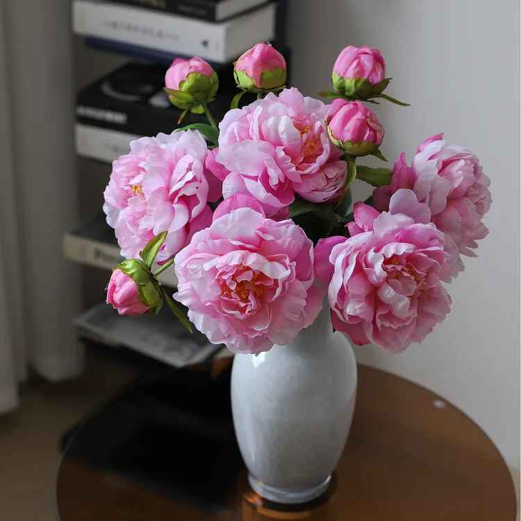 新中式芍药假花牡丹仿真花客厅电视柜餐桌逼真花艺软装装饰摆件