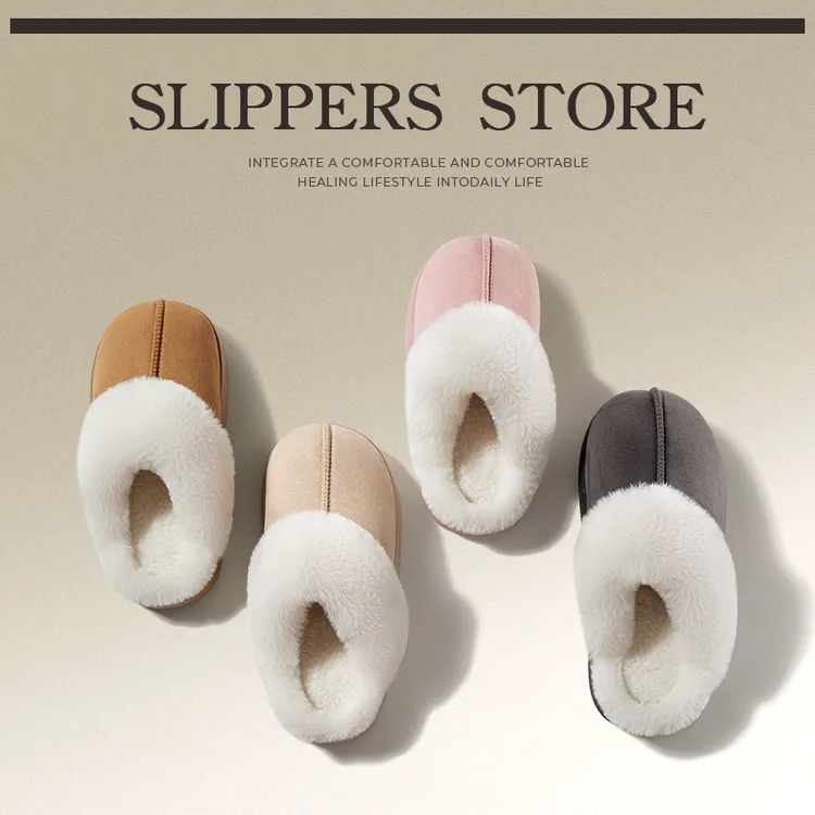 朴西月隐棉拖鞋女秋冬季室内防滑加绒居家软厚底保暖毛绒拖鞋男