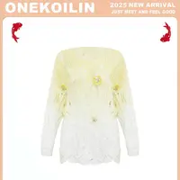 OneKoilin“琥珀流光”手工立体花朵针织毛衣 HPLG