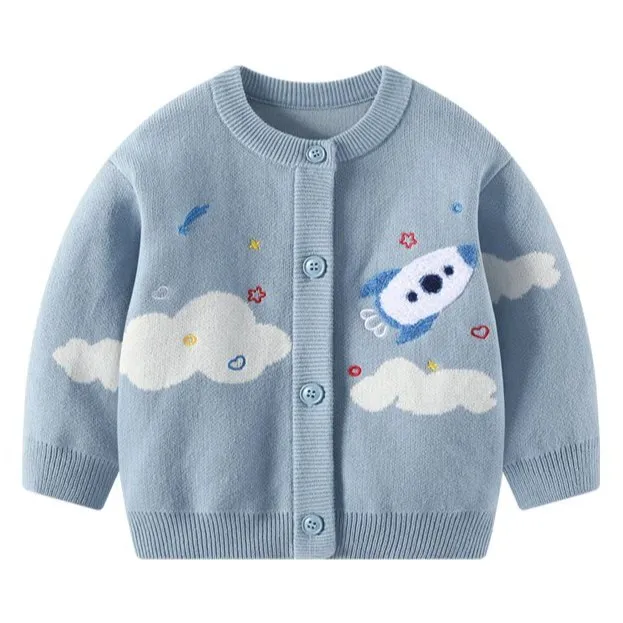 婴儿外套秋装2025男宝宝针织衫衣服男童毛衣开衫春秋外出百搭上衣